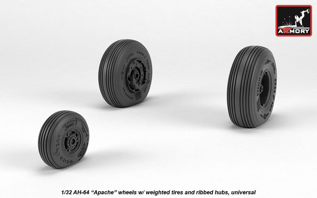 Roues Armory Models AW32312 AH-64 Apache avec pneus lestés, moyeux nervurés 1/32 – immagine 2