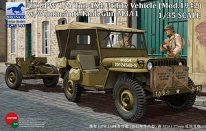 Bronco CB35107 US GPW 4x4 Véhicule utilitaire léger mod 1942 avec canon antichar de 37 mm M3A1 (1/35)