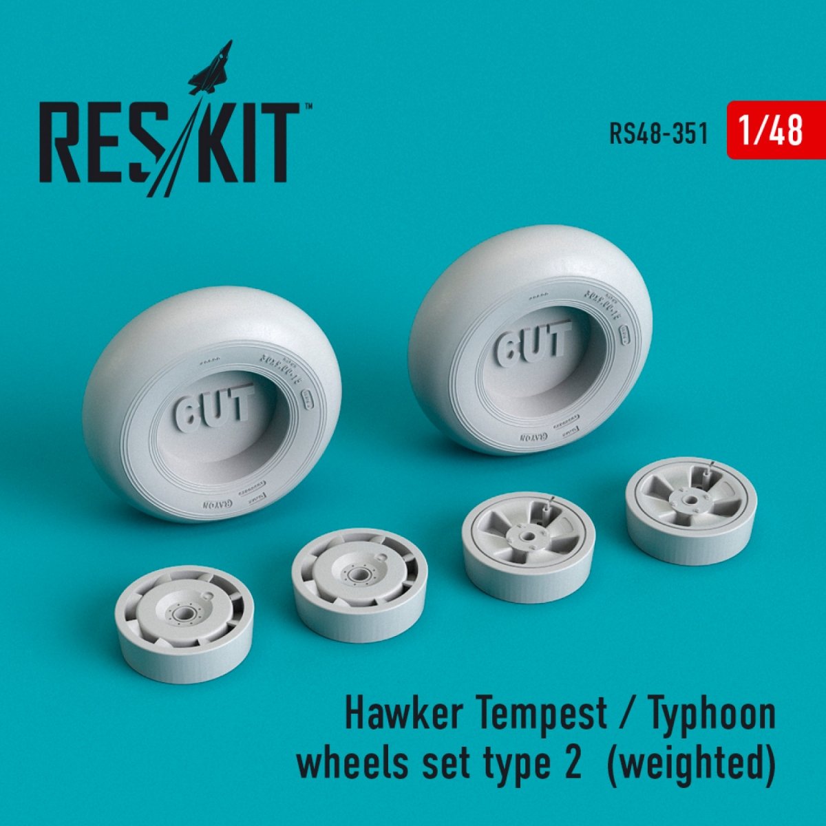 RESKIT RS48-0351 HAWKER TEMPEST/TYPHOON ENSEMBLE DE ROUES TYPE 2 (LESTÉ) 1/48