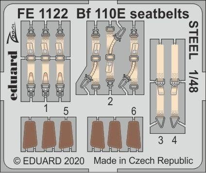Ceintures de sécurité Eduard FE1122 Bf 110E en acier, échelle 1/48, Dragon