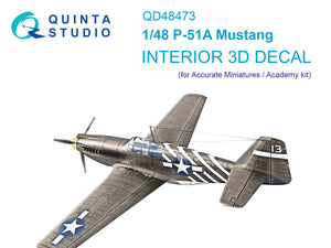 Intérieur coloré imprimé en 3D sur papier décalcomanie Quinta Studio QD48473 P-51A (Accurate Miniatures/Academy) 1/48