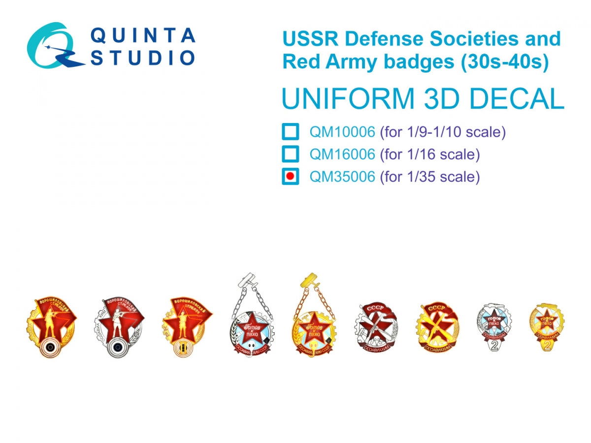 Quinta Studio QM35006 USSR Defense Societies and Red Army badges (1930s-1940s) 1/35