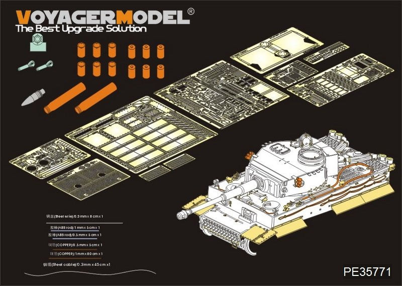 Maquette Voyager PE35771 Tiger I allemand de la Seconde Guerre mondiale, première production, version de base (pour RFM RM-5003), échelle 1/35