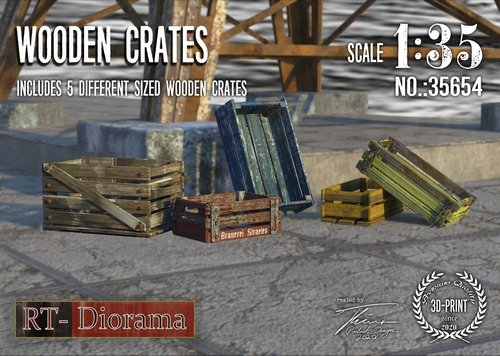 RT-Diorama 35654 Impression en résine 3D : Caisses en bois 1/35