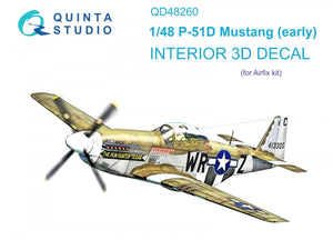 Intérieur imprimé en 3D et coloré sur papier décalcomanie Quinta Studio QD48260 P-51D Early (Airfix) 1/48