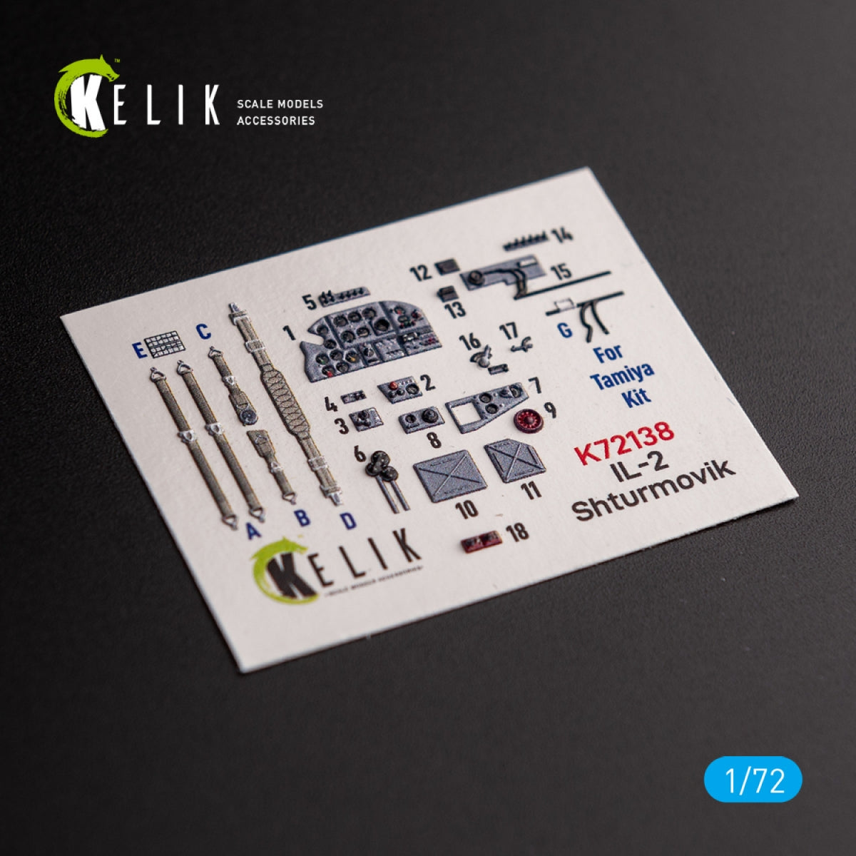 KELIK K72138 Il-2 Shturmovik - stickers 3D intérieurs pour kit Tamiya 1/72