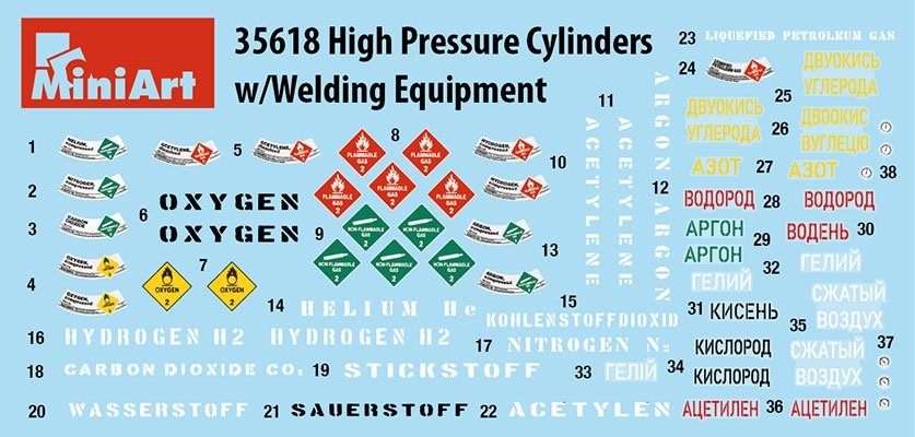 MiniArt 35618 CYLINDRES HAUTE PRESSION AVEC ÉQUIPEMENT DE SOUDAGE 1/35 – immagine 2