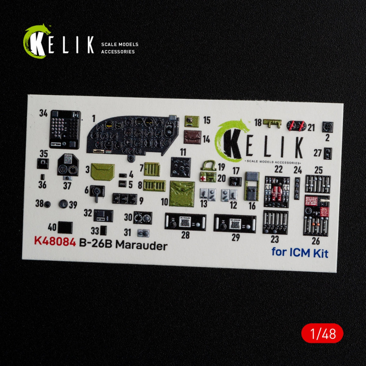 Décalcomanies 3D pour l&amp;#39;intérieur du B-26B Marauder KELIK K48084, compatibles avec la maquette ICM au 1/48 – image 3
