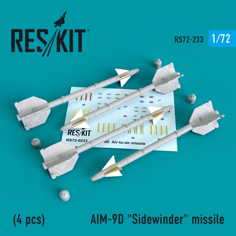 RESKIT RS72-0233 AIM-9D "Sidewinder" missile (4 PCS) 1/72