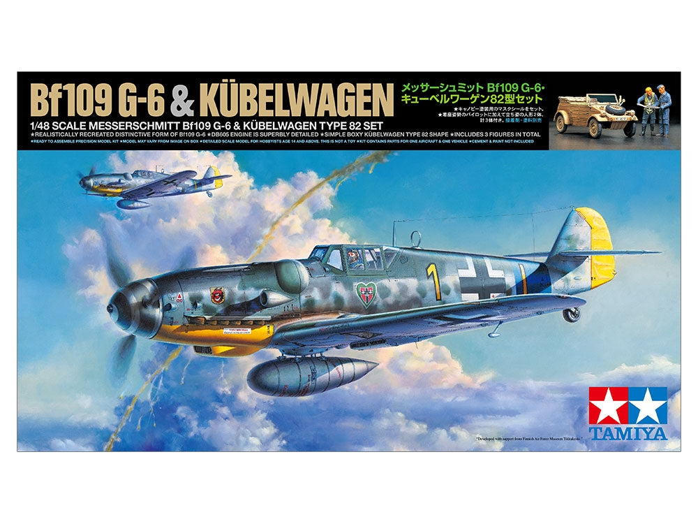 Tamiya 25204 Messerschmitt Bf109 G-6 et Kübelwagen Type 82, coffret au 1/48 – image 2