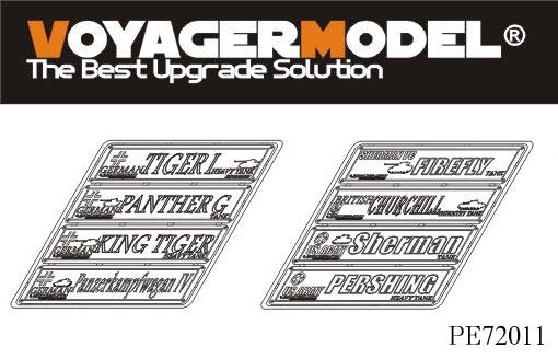 Maquette Voyager PE72011 Plaque d'identification de char célèbre de la Seconde Guerre mondiale 1 (8 chars) 1/72