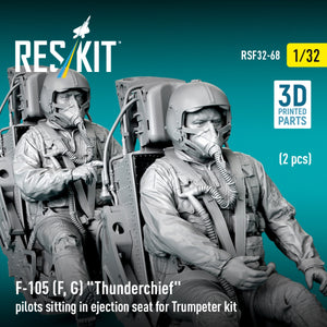 RESKIT RSF32-0068 F-105F/G "Thunderchief" pilots sitting in ejection seat for Trumpeter kit (2 pcs) (3D Printed) 1/32