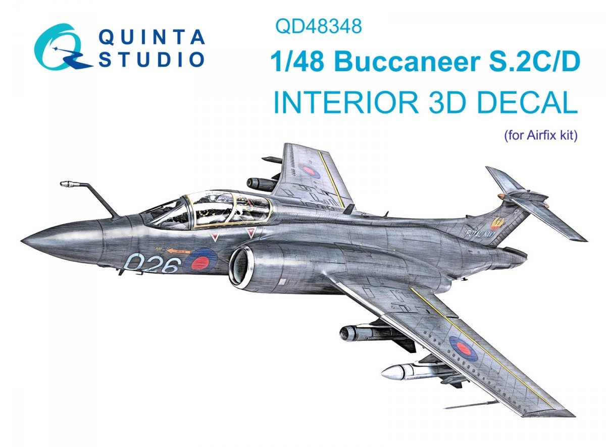 Intérieur imprimé en 3D et coloré sur papier décalcomanie Quinta Studio QD48348 Buccaneer S.2C/D (Airfix) 1/48