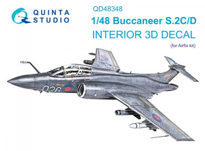 Intérieur imprimé en 3D et coloré sur papier décalcomanie Quinta Studio QD48348 Buccaneer S.2C/D (Airfix) 1/48