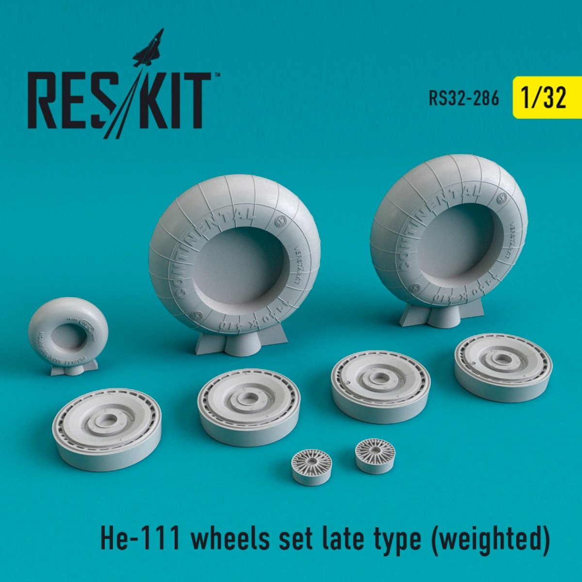 RESKIT RS32-0286 HE-111 JEU DE ROUES TYPE TARDIF (LESTÉ) 1/32