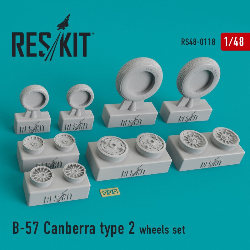 RESKIT RS48-0118 Jeu de roues B-57 Canberra type 2 1/48