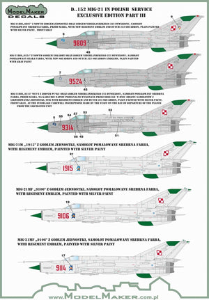 Décalcomanies ModelMaker D48152 MiG-21 en service polonais, édition exclusive partie III 1/48 – image 5