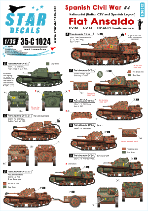 Star Decals 35-C1024 Guerre civile espagnole n° 4. Fiat Ansaldo 1/35