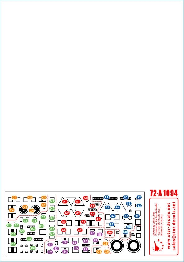 Star Decals 72-A1094 Artillerie royale britannique en Italie. Char de commandement M7 Priest, char de commandement Sherman, semi-chenillé M3A1. Échelle 1/72 – image 3