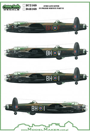 Décalcomanies ModelMaker MD48169 Avro Lancaster en service polonais, partie II, échelle 1/48