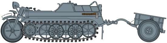 Dragon 6341 Sd.Kfz.2 Kettenkrad Early Production avec Infanteriekarren 1/35 – Bild 3