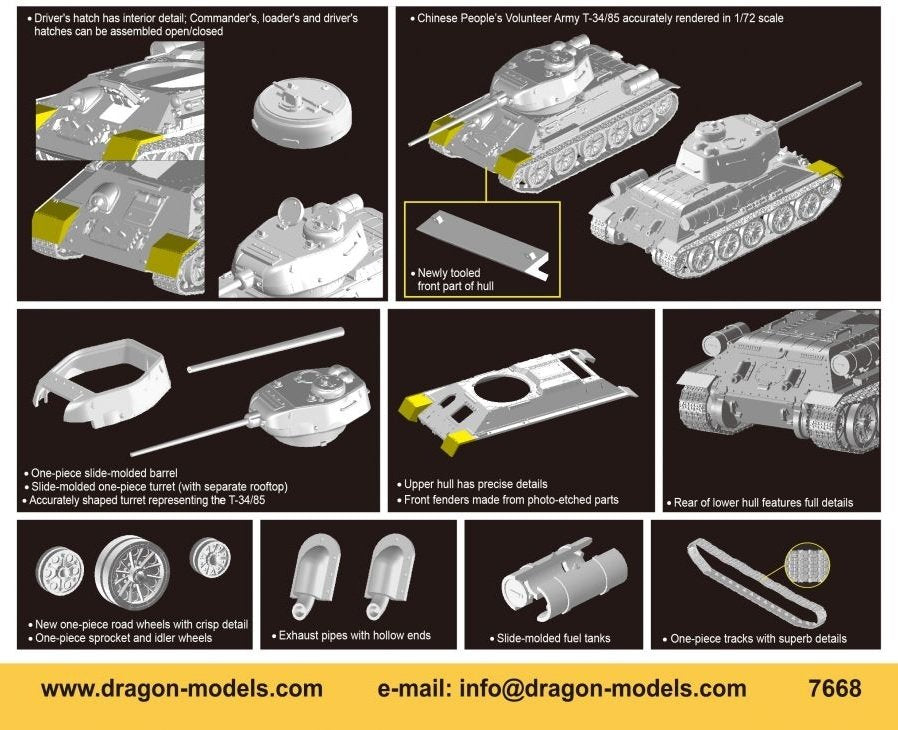 Dragon 7668 Volontaires chinois T-34/85 1/72 – image 2