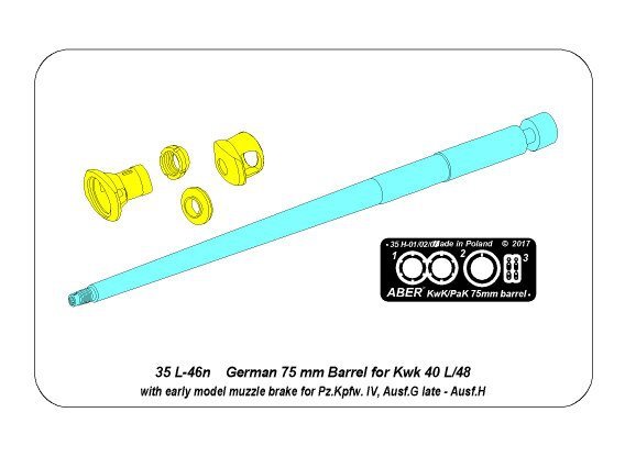 Canon allemand Aber 35L-046n de 75 mm pour Kwk 40 L/48 avec frein de bouche modèle ancien pour Pz.Kpfw. IV Ausf.G tardif - Ausf.H (1/35) – Bild 10