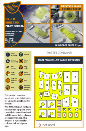 Masque de peinture Clear Prop! CPA72128 OV-1B Mohawk « École de pilotage » sur papier kabuki jaune pour kit CP CP72038 au 1/72  – image 2