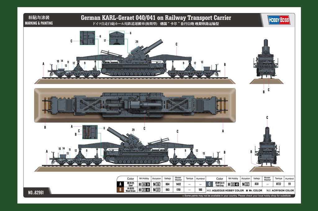 Hobby Boss 82961 Camion allemand KARL-Geraet 040/041 sur châssis de transport ferroviaire 1/72 – image 2