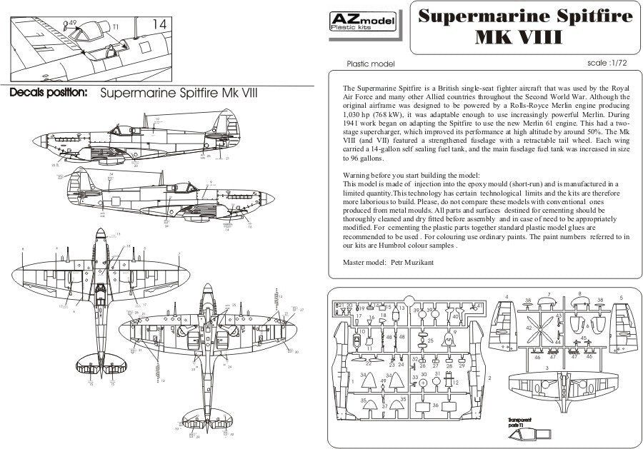 AZ Modèle AZ7378 Spitfire Mk.VIII RAF (1/72)  – immagine 4
