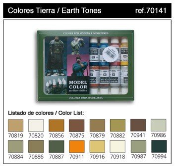 Coffret de couleurs Vallejo Model Color - Tons Terre (70141) 16x17ml.