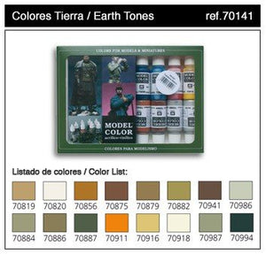 Coffret de couleurs Vallejo Model Color - Tons Terre (70141) 16x17ml.