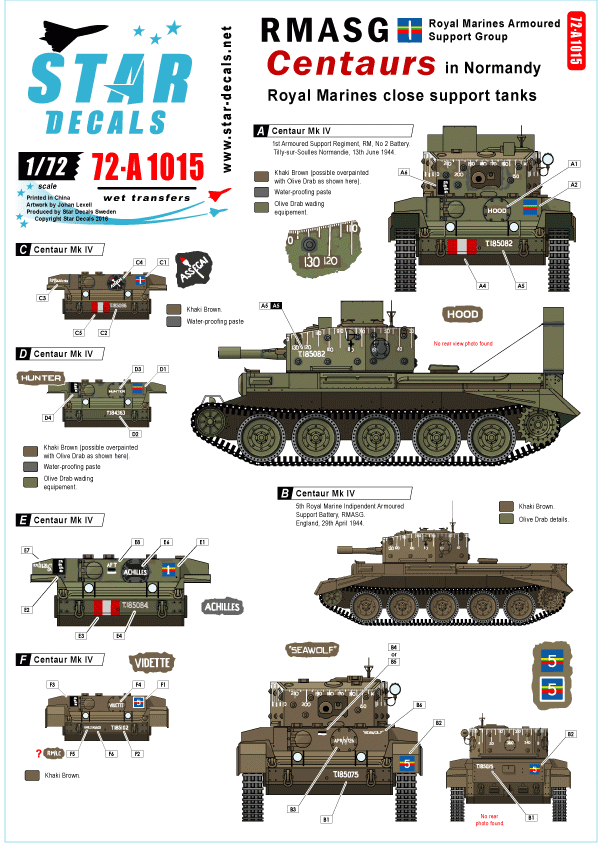 Star Decals 72-A1015 RMASG Centaures en Normandie 1/72