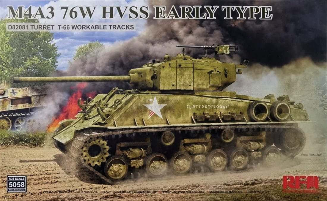 Maquette Rye Field 5058 M4A3 76W HVSS, version ancienne, échelle 1/35