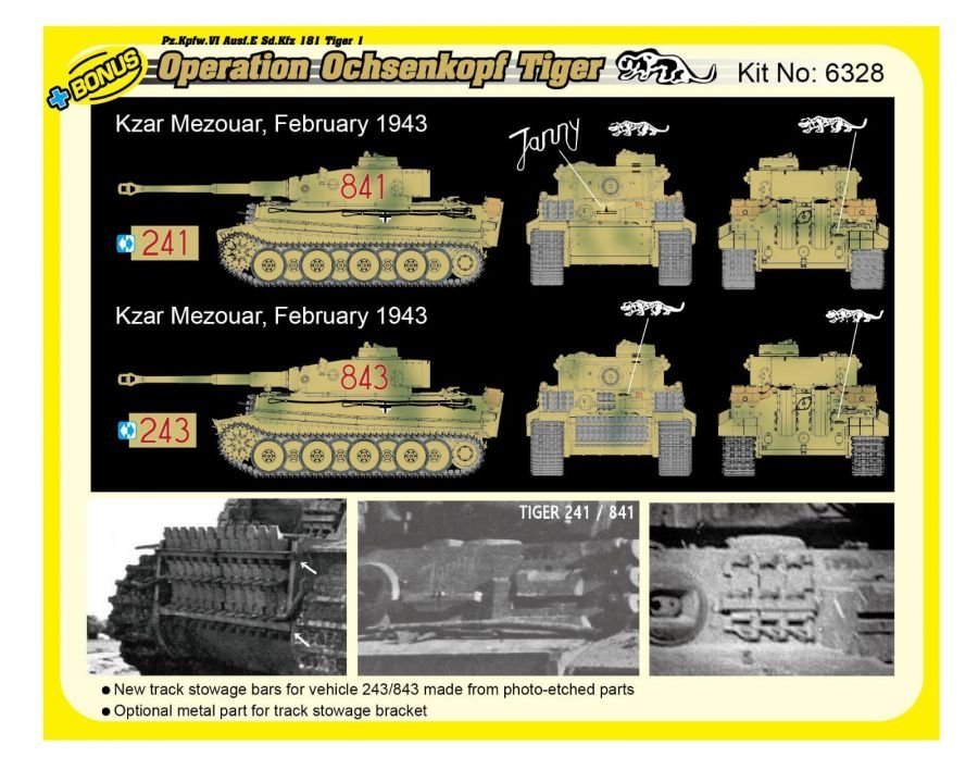 Dragon 6328 Char allemand Pz.Kpfw.VI Tiger I de la Seconde Guerre mondiale, première production, 501e escadron de l&amp;#39;opération Ochsenkopf, échelle 1/35 – image 5