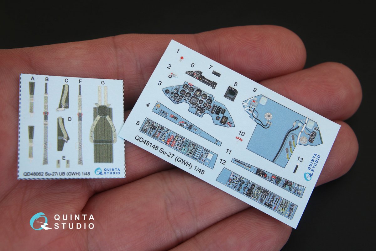 Intérieur imprimé en 3D et coloré sur papier décalcomanie Quinta Studio QD48148 Su-27 (pour kit GWH) 1/48 – image 3