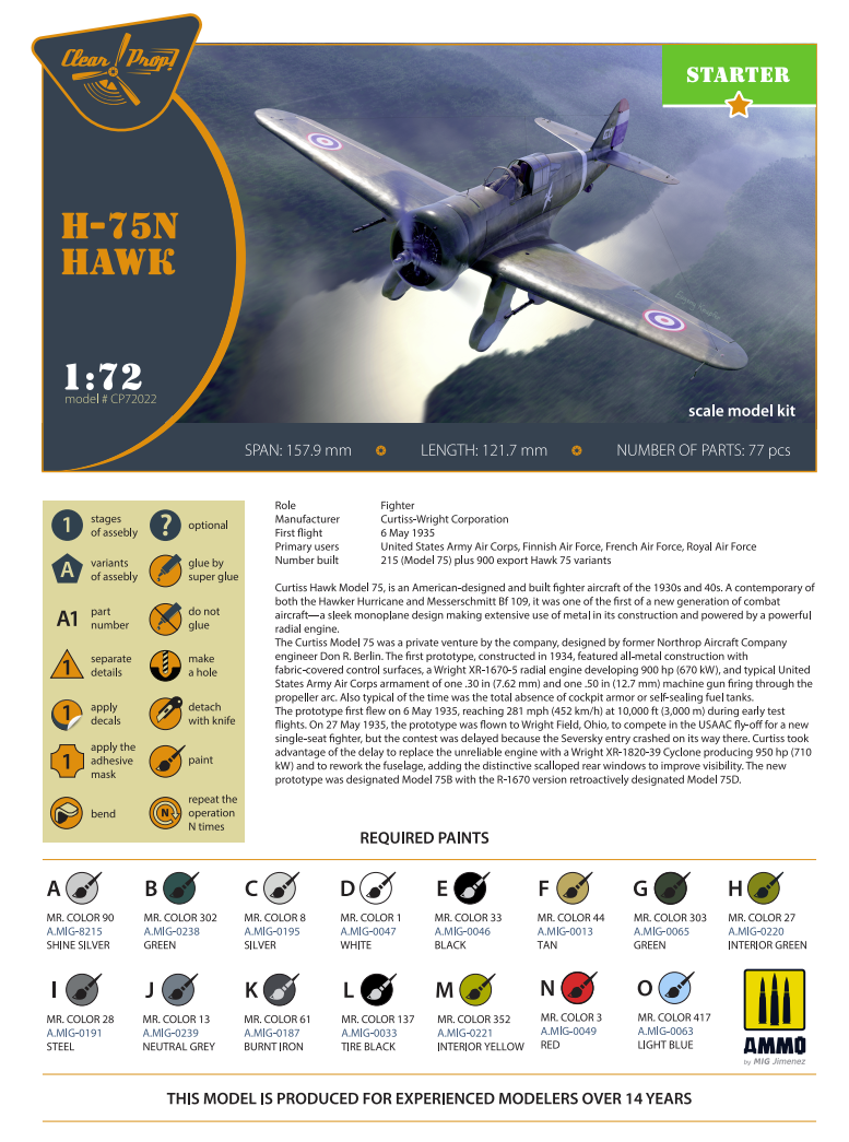 Hélice transparente ! Kit de démarrage CP72022 H-75N Hawk 1/72 – image 3