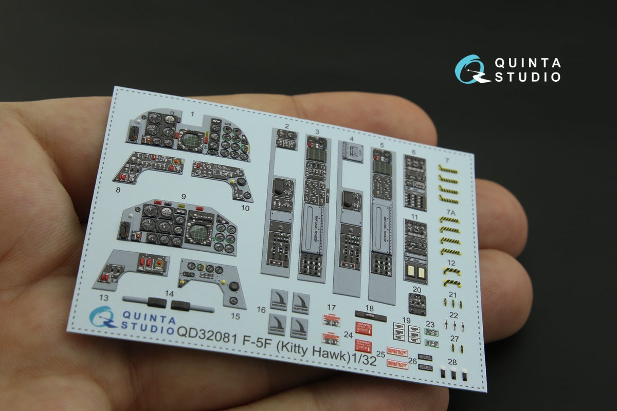Intérieur coloré imprimé en 3D sur papier décalcomanie pour le F-5F de Quinta Studio QD32081 (pour kit KittyHawk) à l&amp;#39;échelle 1/32 – image 3