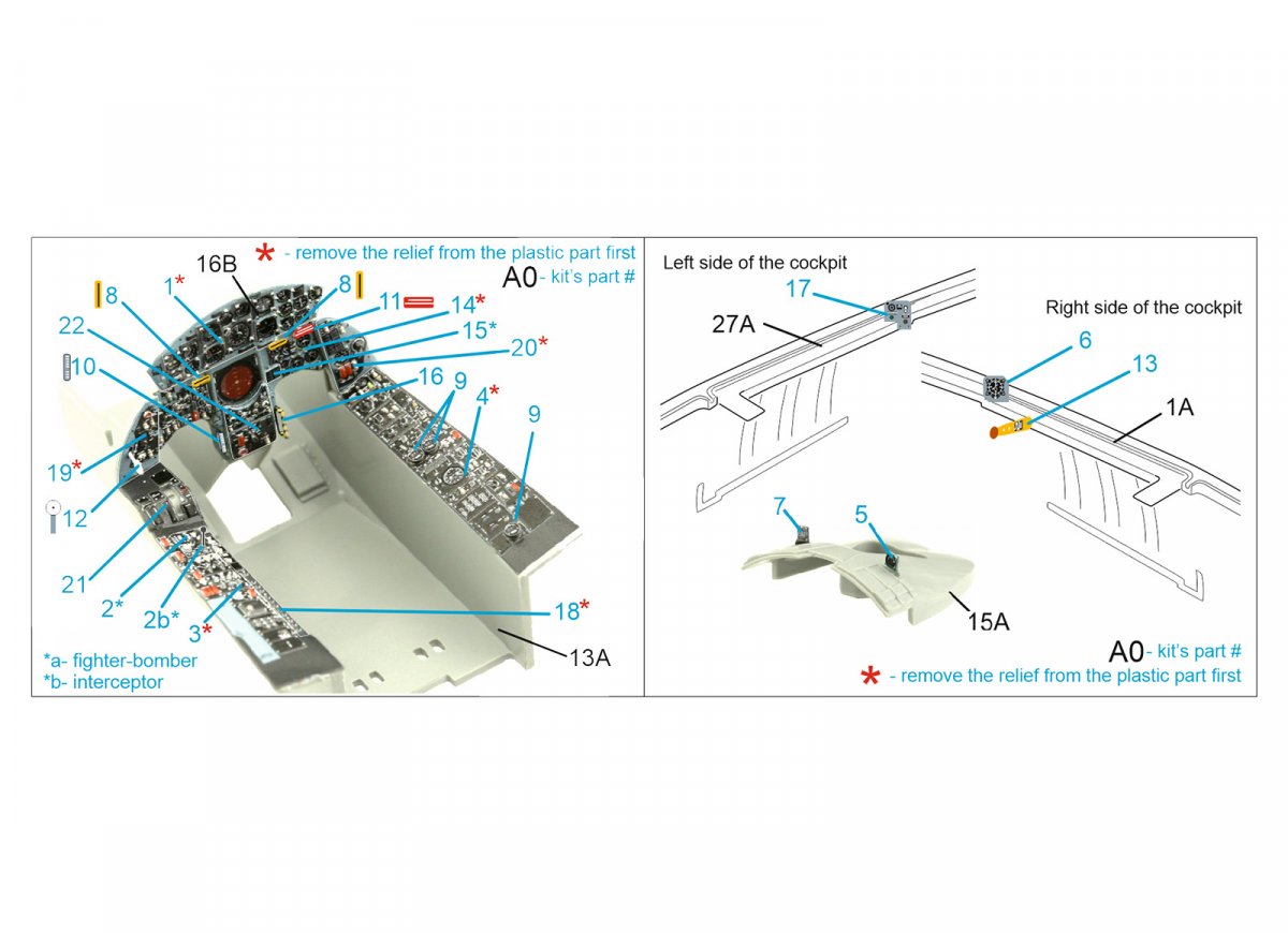 Intérieur imprimé en 3D et coloré sur papier décalcomanie (Italeri) pour F-104G (Quinta Studio QDS-32141) (petite version) 1/32 – image 2