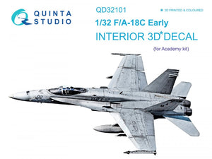 Intérieur imprimé en 3D et coloré sur papier décalcomanie Quinta Studio QD32101 F/A-18C Early (pour maquette Academy) 1/32