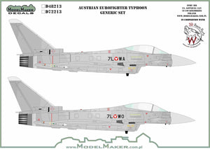 Décalcomanies ModelMaker D48213 Eurofighter Typhoon autrichien, jeu générique 1/48