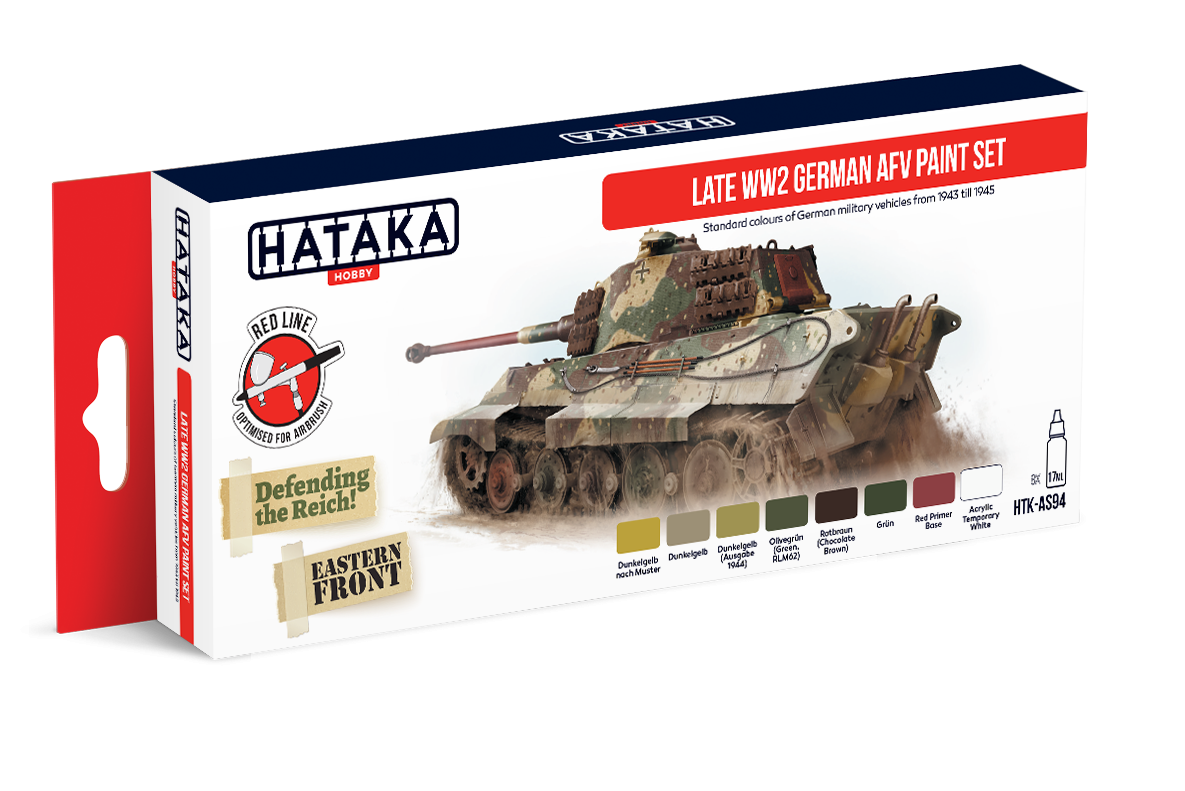 Ensemble de peinture Hataka HTK-AS94 pour véhicules blindés allemands de fin de Seconde Guerre mondiale (8 x 17 ml)