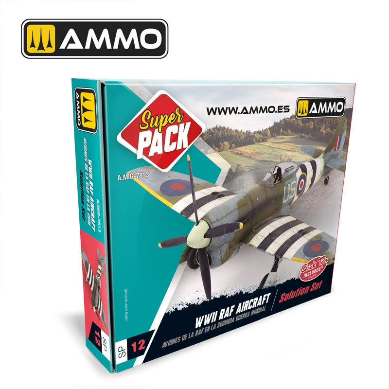 AMMO of Mig Jimenez 7813 SUPERPACK Boîte de solutions pour avions RAF du début de la Seconde Guerre mondiale