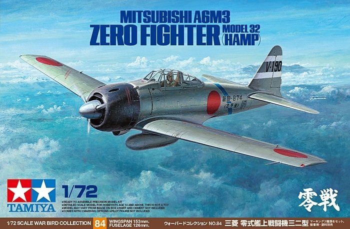 Tamiya 60784 Mitsubishi A6M3 Zero Fighter Modèle 32 (HAMP) (1/72)