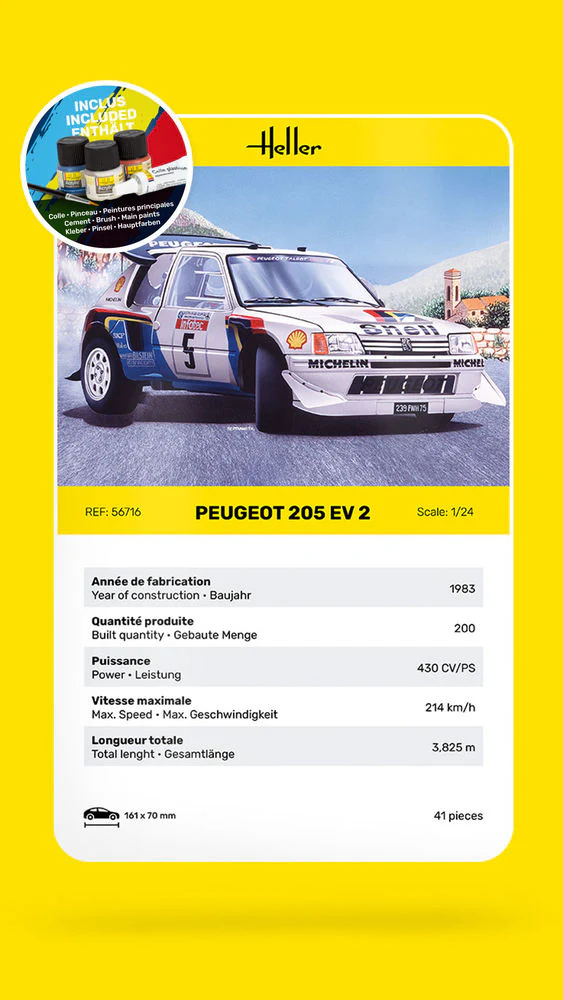 Heller 56716 STARTER KIT Peugeot 205 EV 2 1/24