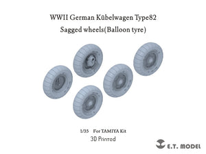 ET Model P35-139 Kübelwagen allemand Type 82 de la Seconde Guerre mondiale, roues affaissées, pneus ballons, pour maquette TAMIYA au 1/35