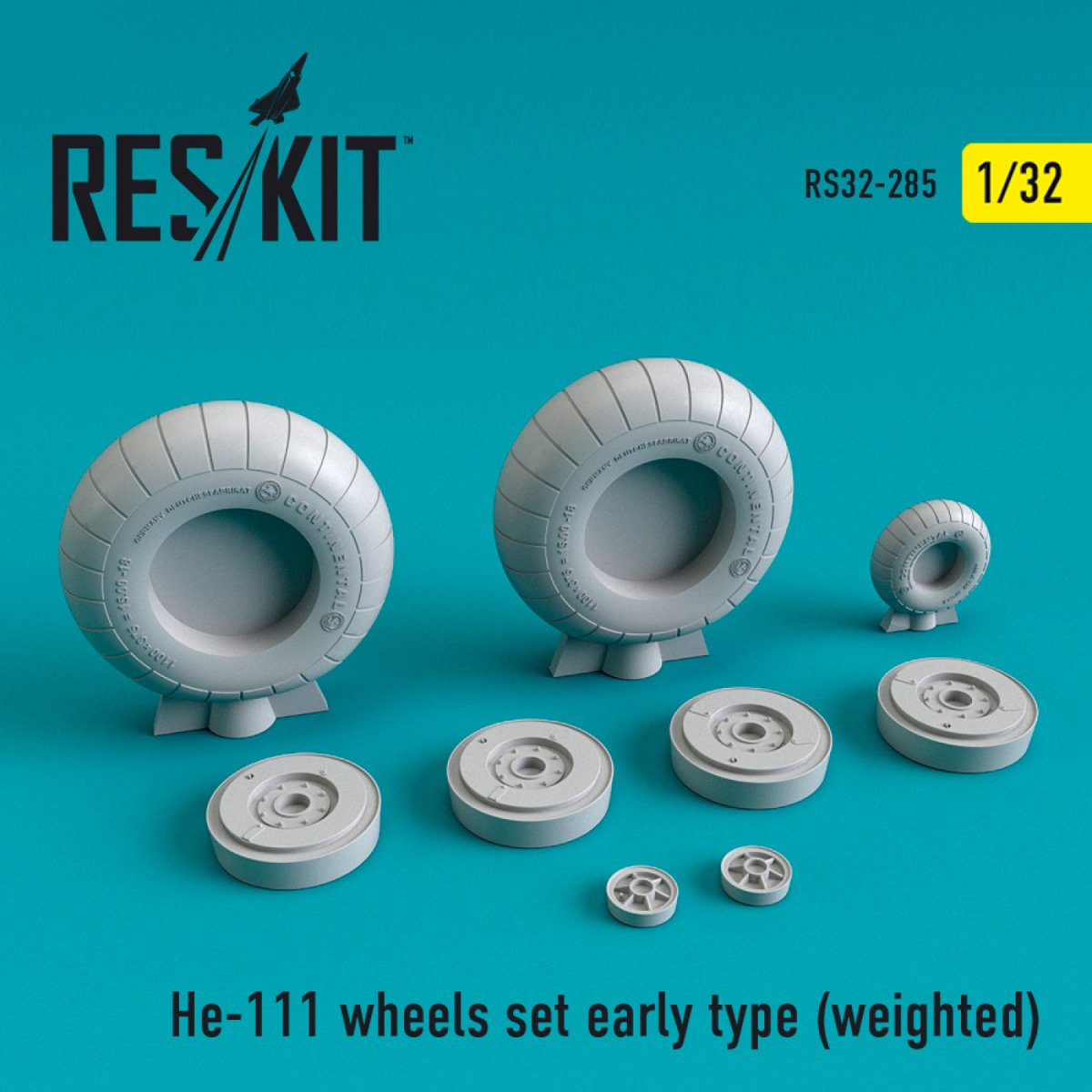 RESKIT RS32-0285 HE-111 JEU DE ROUES TYPE ANCIEN (LESTÉ) 1/32