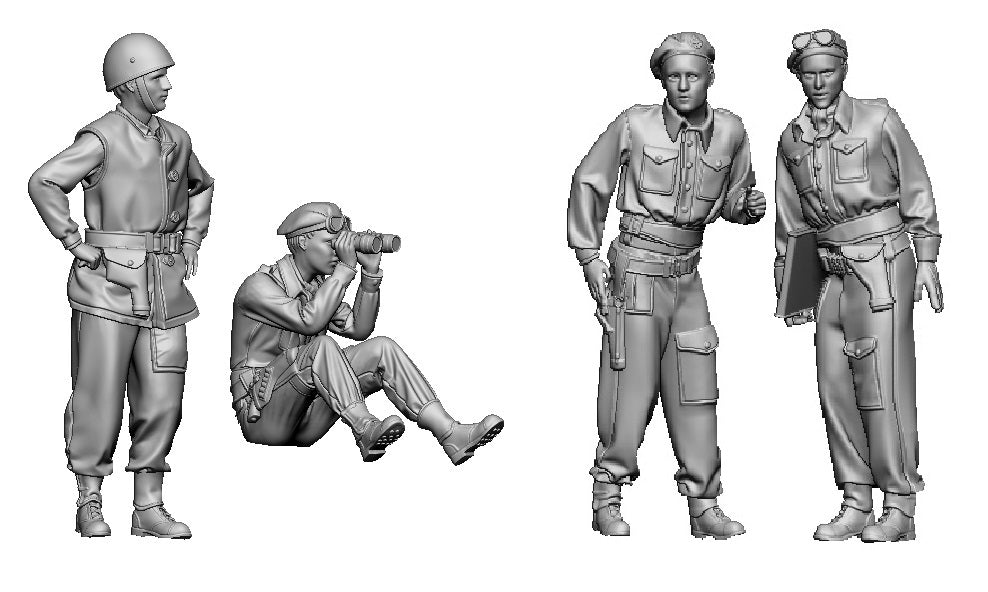 Glowel Miniatures 72005 Équipage de char britannique 1944-1945 (4 figurines, impression 3D) 1/72