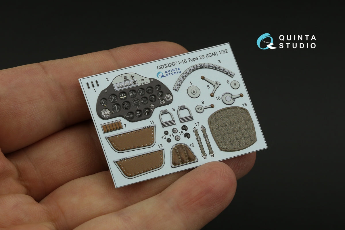 Intérieur coloré imprimé en 3D sur papier décalcomanie (ICM) Quinta Studio QD32207 I-16 Type 29 à l&amp;#39;échelle 1/32 – image 9