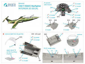 Intérieur imprimé en 3D et coloré sur papier décalcomanie Quinta Studio QD48282 F-104A/C (Kinetic) 1/48 – immagine 2